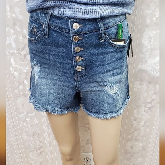 Rachel Roy Distressed Denim Shorts - Picture 1 of 4